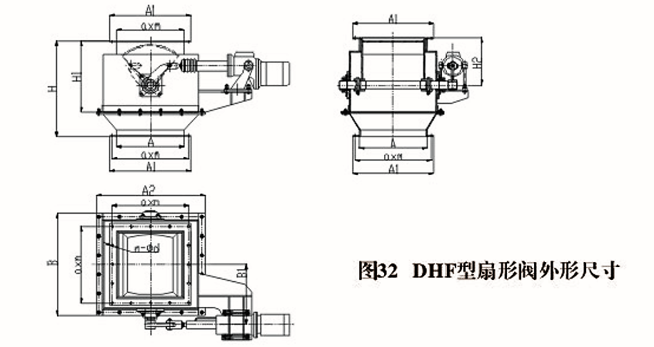 DHF型扇(?。┬伍y門(圖1) DHF型扇(弧)形閥門(圖1)